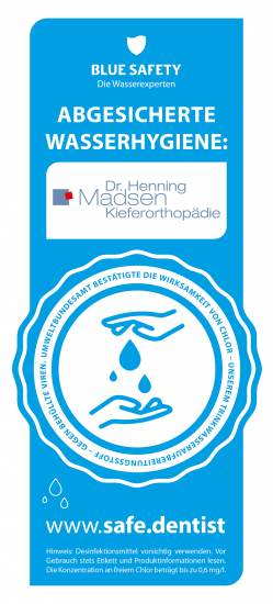 Blue Safety Plakette, Wasserhygiene